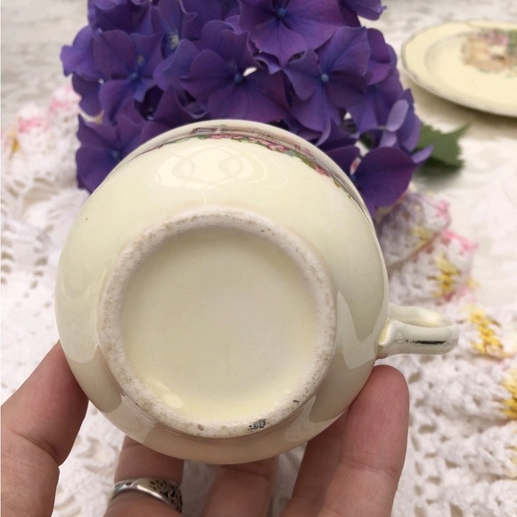 1930s W.S. George Teacup and Saucer Set LIDO Canarytone Silver Edge Trim - Picture 11 of 14